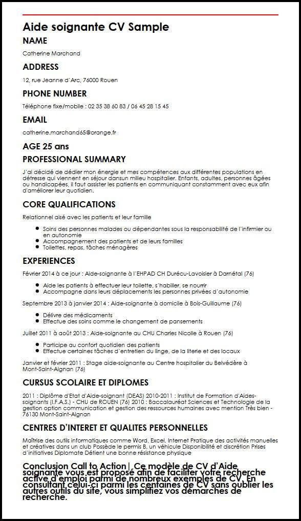 Competence Aide Soignante Cv