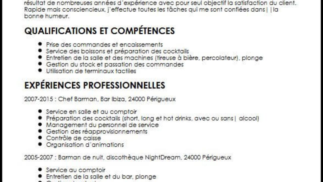 Lettre De Motivation Cqp Barman