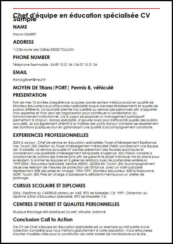 Exemple De Cv Pour Un Centre Dappel