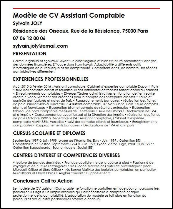 CV Assistant comptable  le guide parfait  monCVParfait