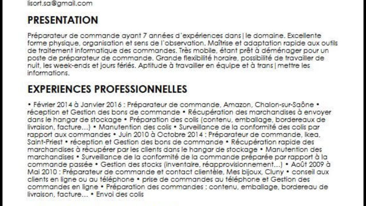 Cv Préparateur De Commande Débutant Sans Diplome
