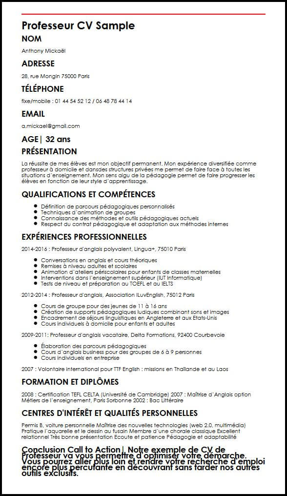 Centre D Interet Cv Exemple