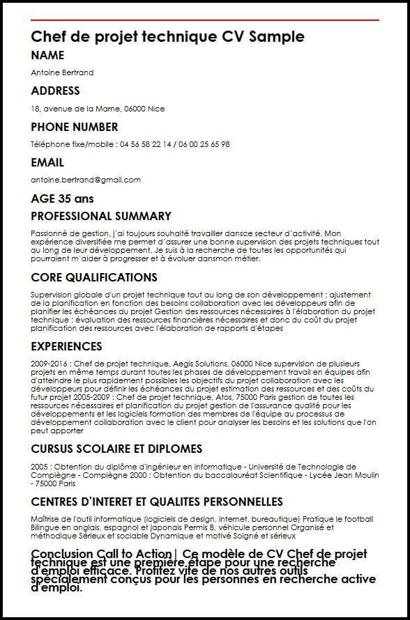 chef-de-projet-technique-cv-sample