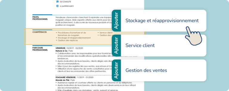zoom sur la section “compétences” d’un curriculum