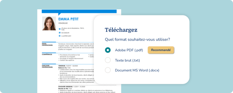 liste des formats disponibles pour le téléchargement