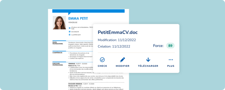 zoom sur l’option “modifier” du créateur de curriculum