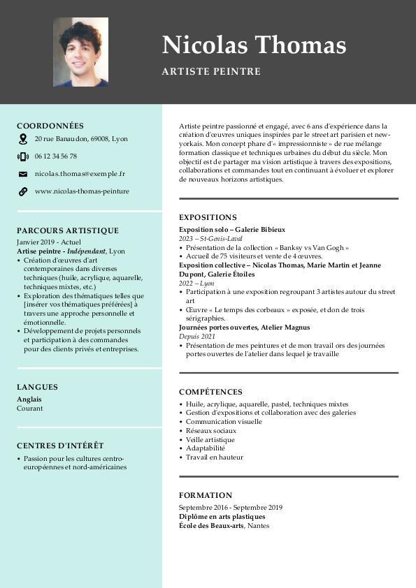 CV Artiste Peintre Mod les T l charger Et Conseils